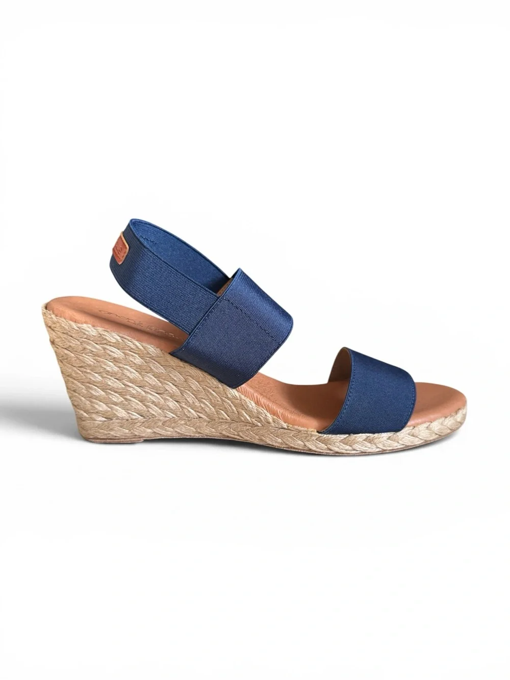 Andre Assous Allison Espadrille Wedge Sandals Navy Elastic Size 11